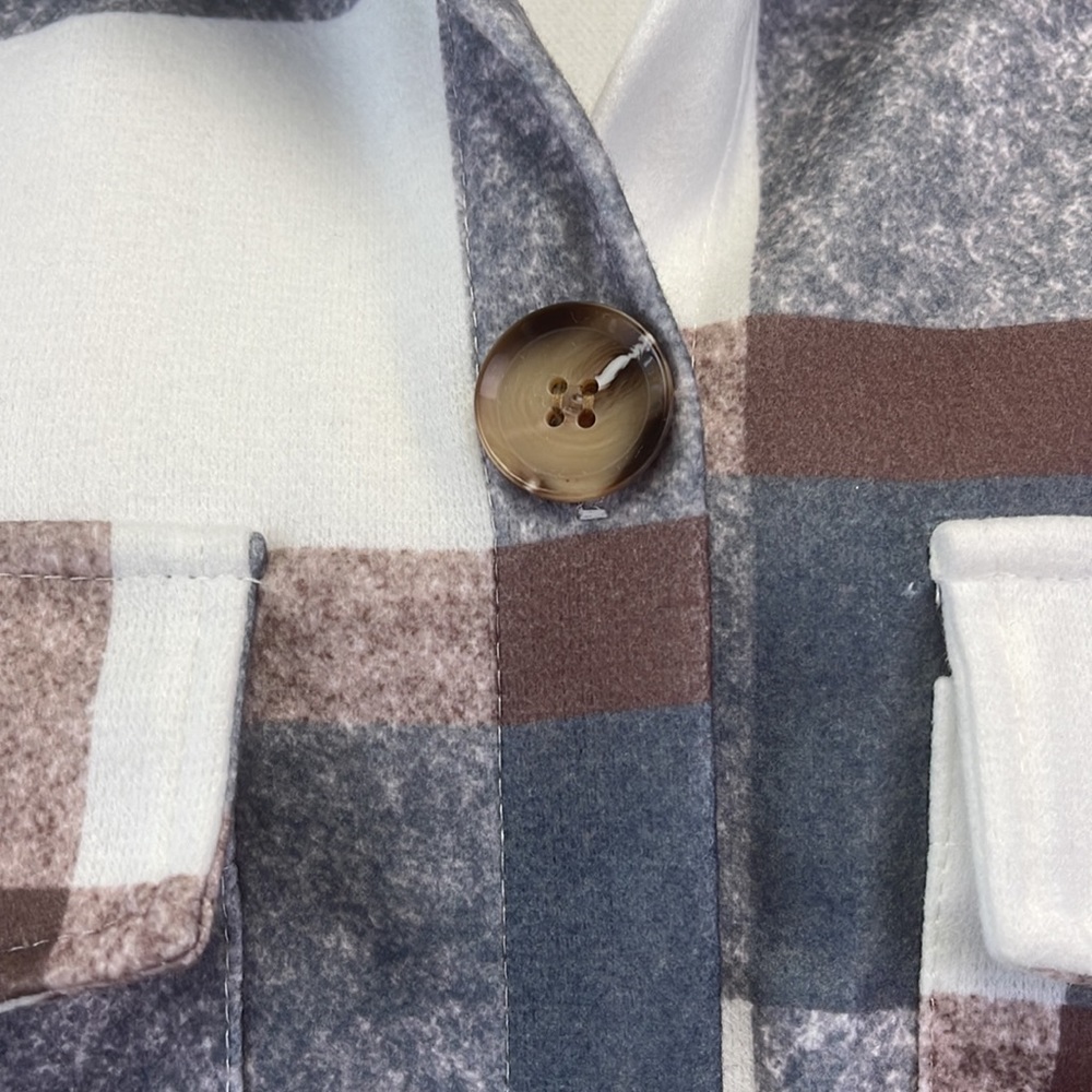 NXH Gray & White Bal-Collar Four Pocket Button-Up Coat - Picture 4 of 6